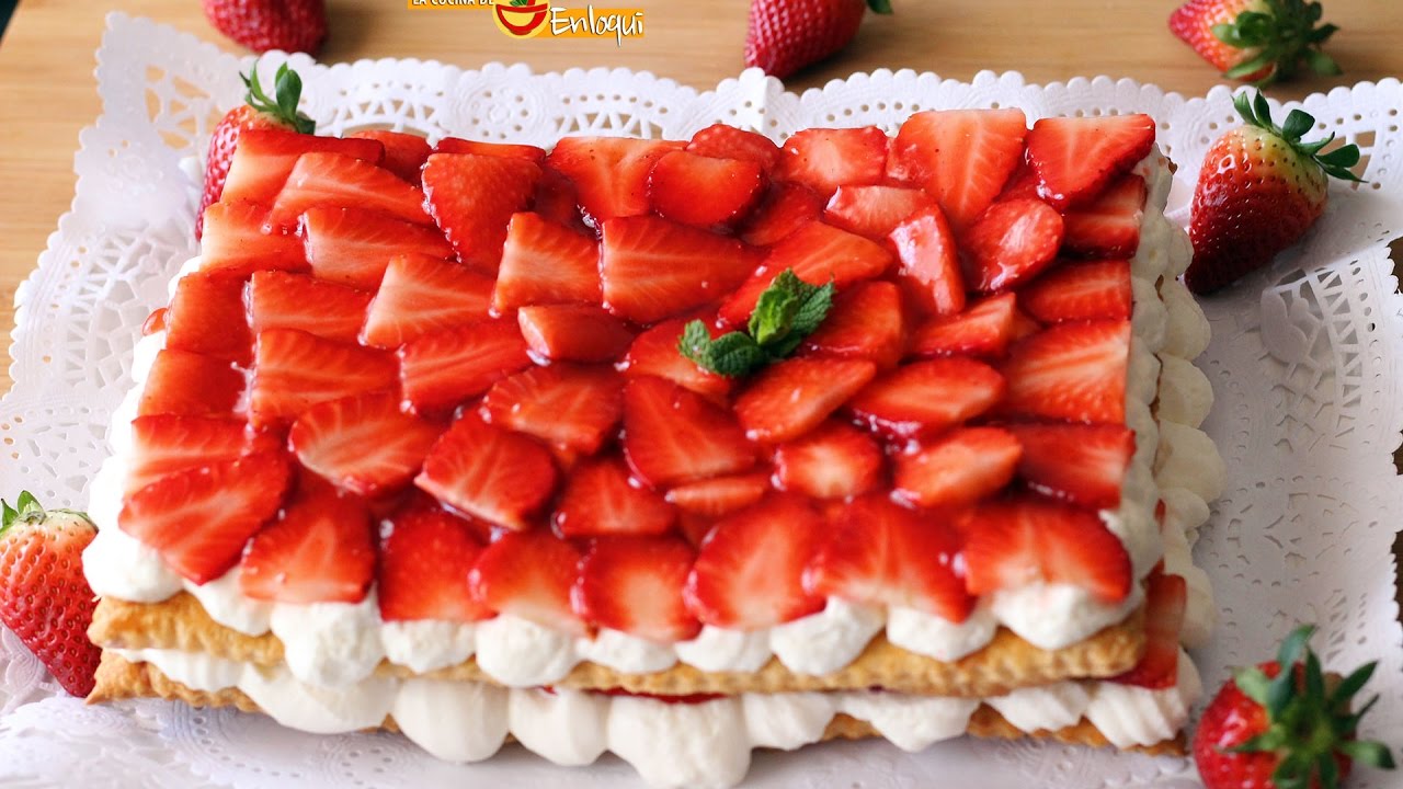 Tarta de fresas con nata en hojaldre | La Cocina de Enloqui