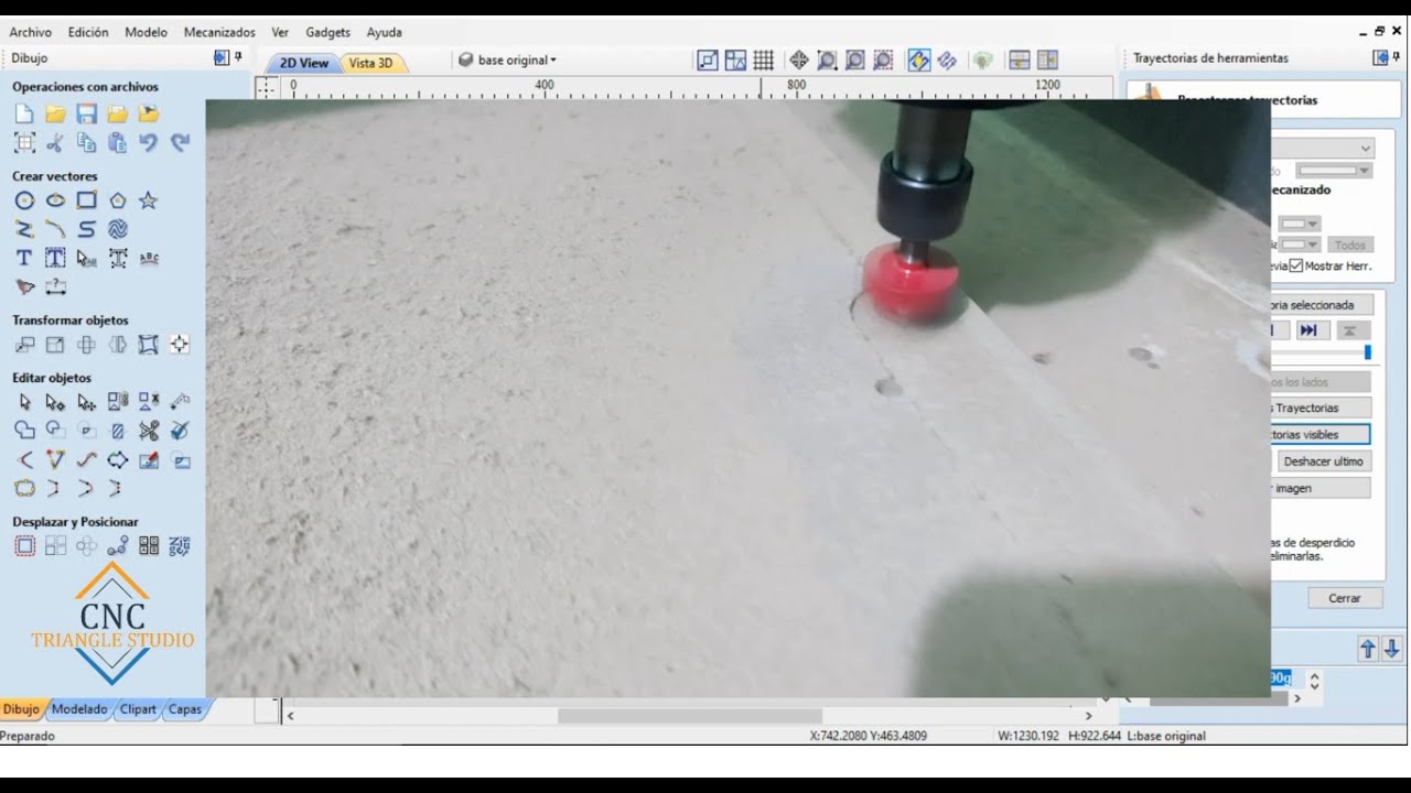 Rectificado base sacrificio Router CNC