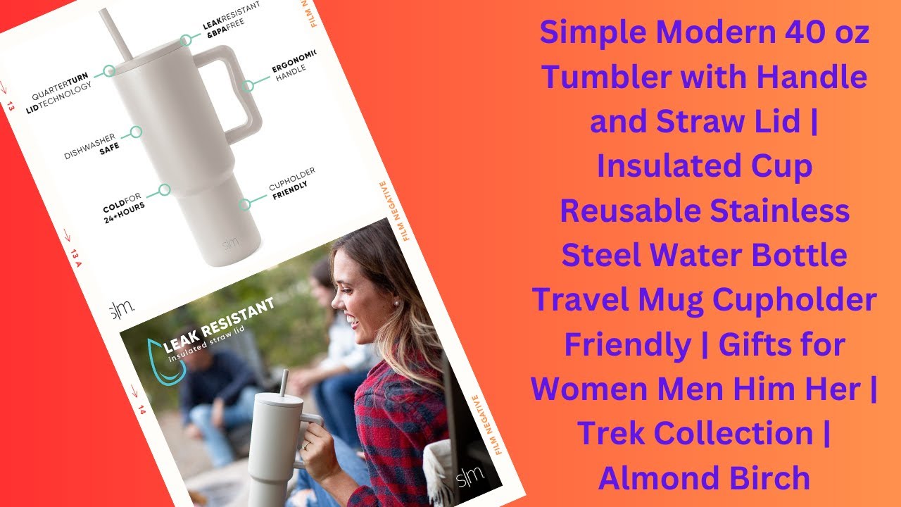 Simple Modern 40 oz Tumbler with Handle and Straw Lid | Insulated Cup Reusable Stainless Steel