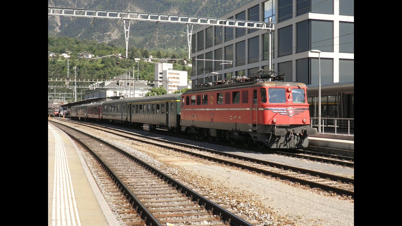 Bahnverkehr in Lalden und Brig am 22.5.10 - Ae 6/6 auf Extrafahrt