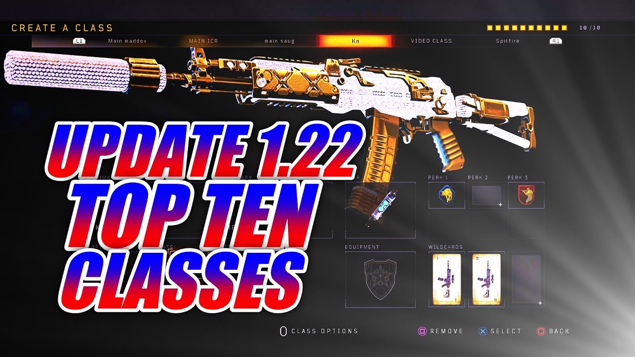 TOP TEN CLASSES TO USE AFTER THE 1.22 UPDATE IN BLACK OPS 4!