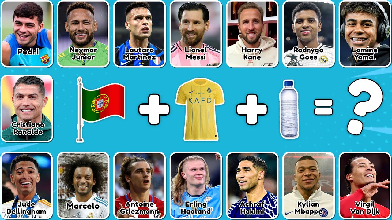 Can You Guess The Player By Their Song, Nationality, Jersey & Drinks🤔⁉️ | Ronaldo,Messi, Neymar