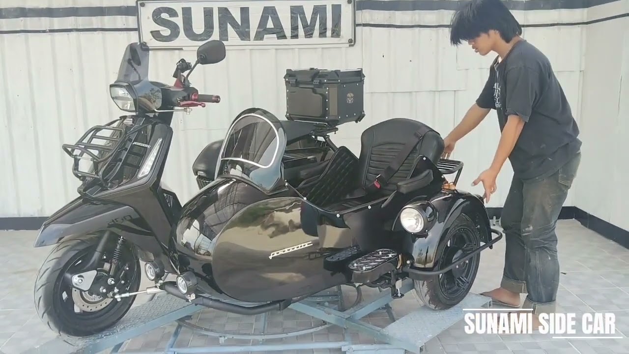 lambretta x 300 ตัวพ่วงใหญ่หน้าสั้น#sidecar #สุนามิมอเตอร์ไซค์ 