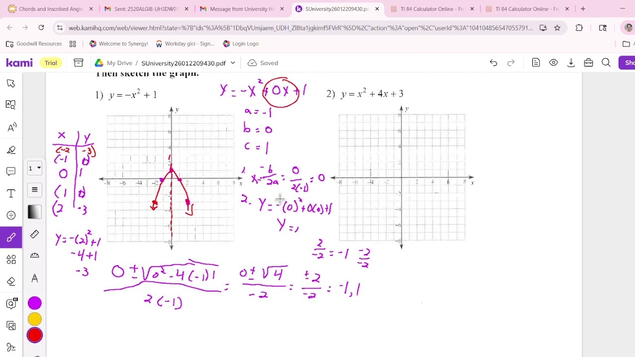 how to graph quadratics no intercepts or no b