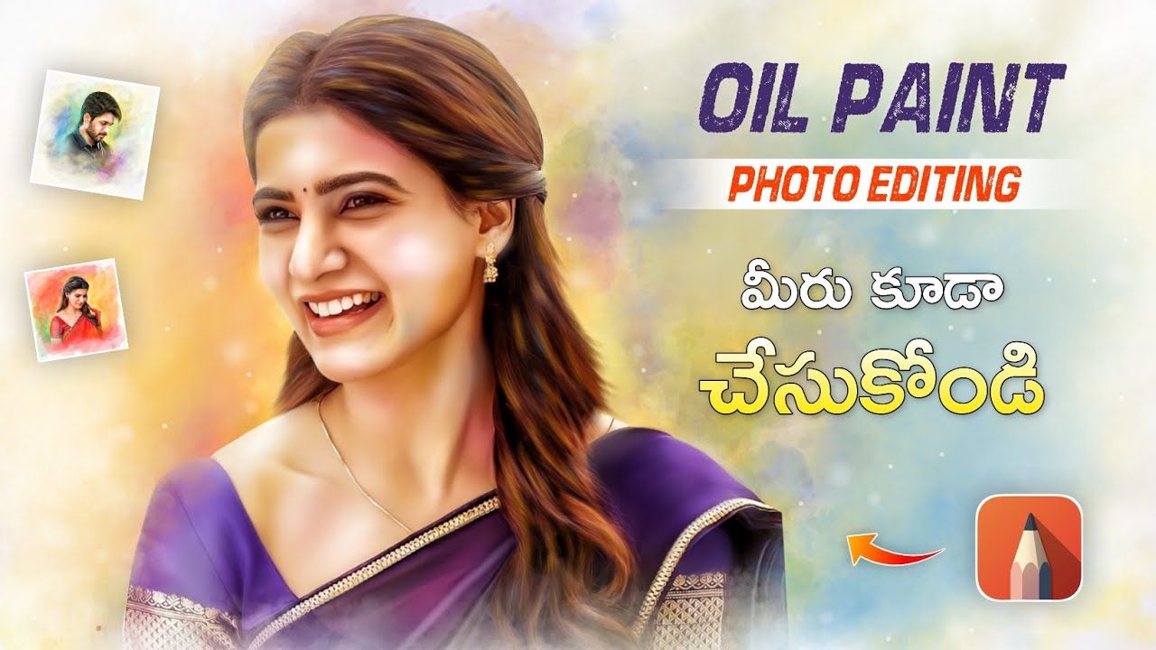 White background full oil paint photo editing in mobile