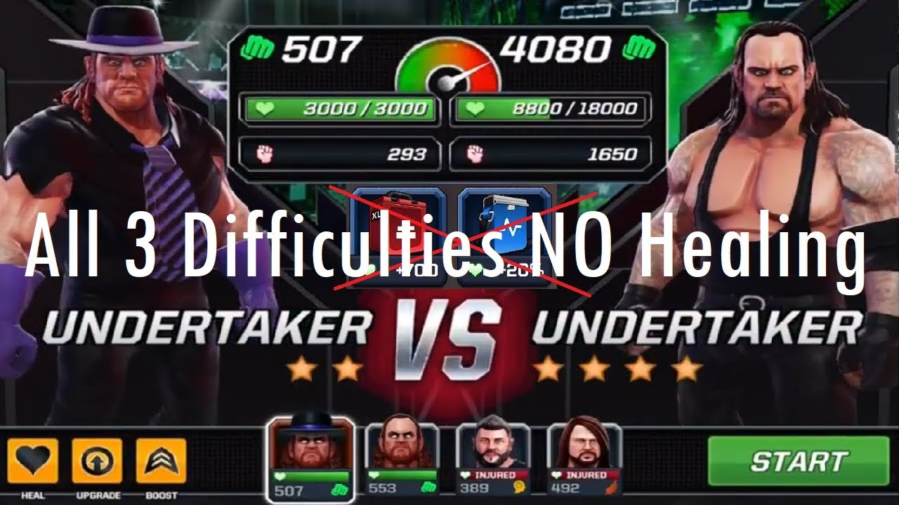 WWE Mayhem — 4-звездочный Гробовщик, 3 сложности, побеждён без исцеления
