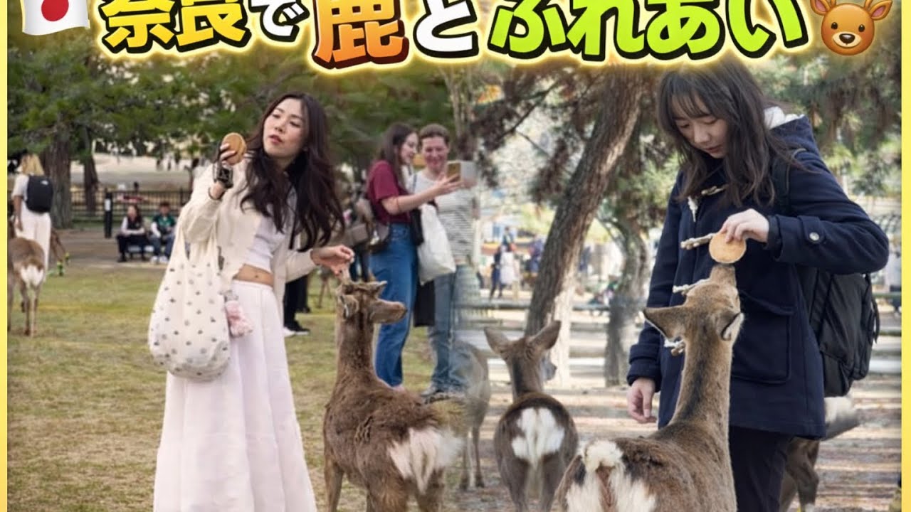 奈良の鹿が可愛すぎる！🦌😍 初めてのふれあい体験奈良公園で鹿と遊んでみた！🇯🇵✨
