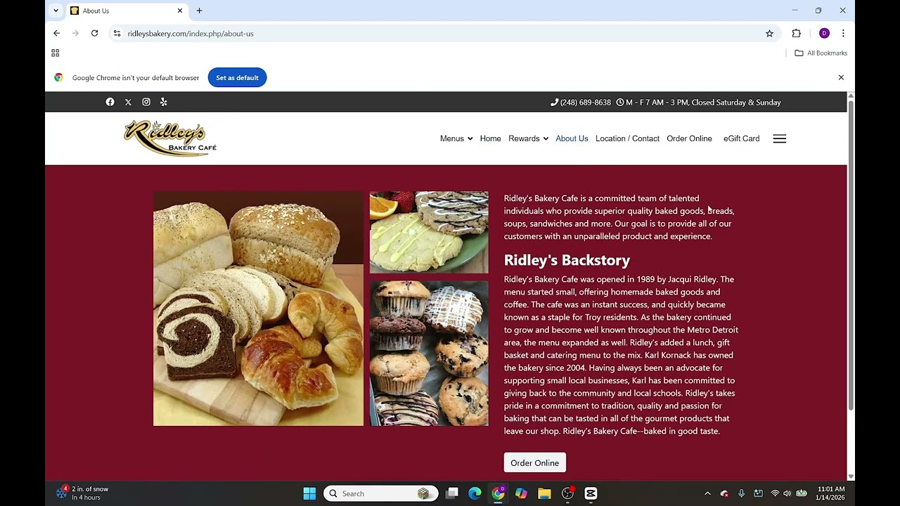 Small business highlight Troy, Michigan | Ridley's bakery cafe