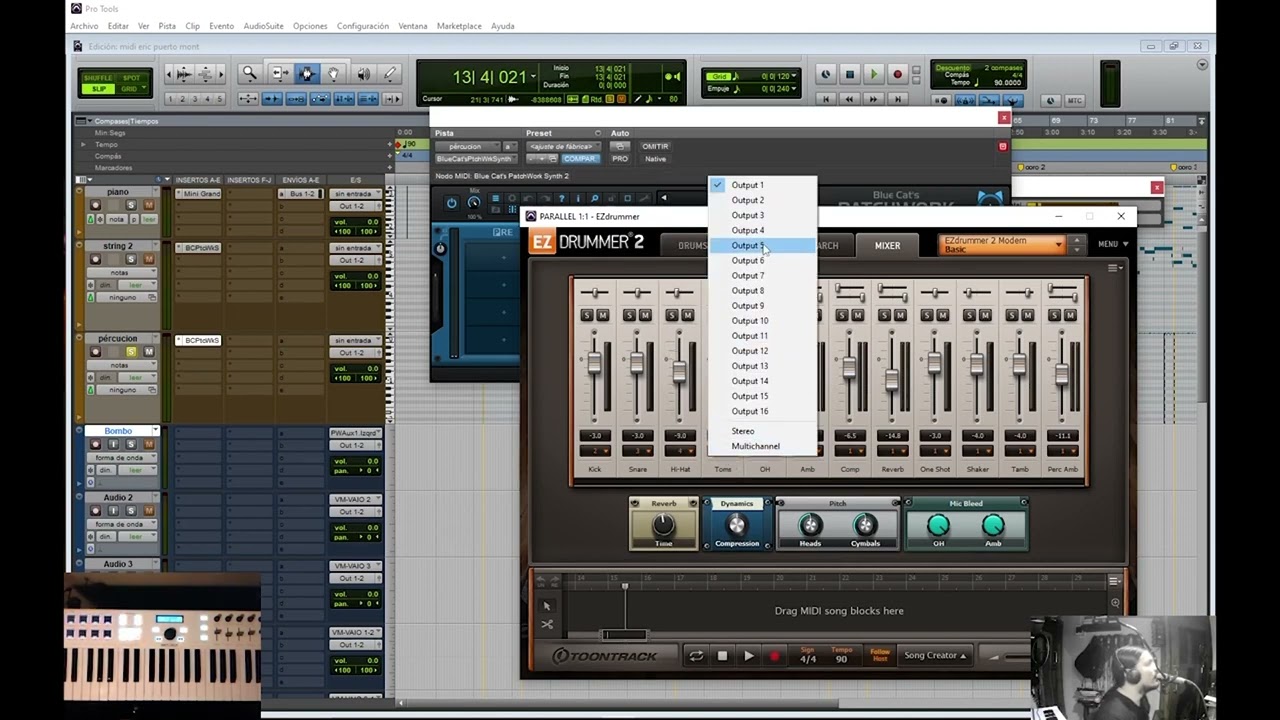 Grabación batería midi  Pro Tools(Clase del Taller) Productor  Alexander Siguenza (Triumph Tracks)