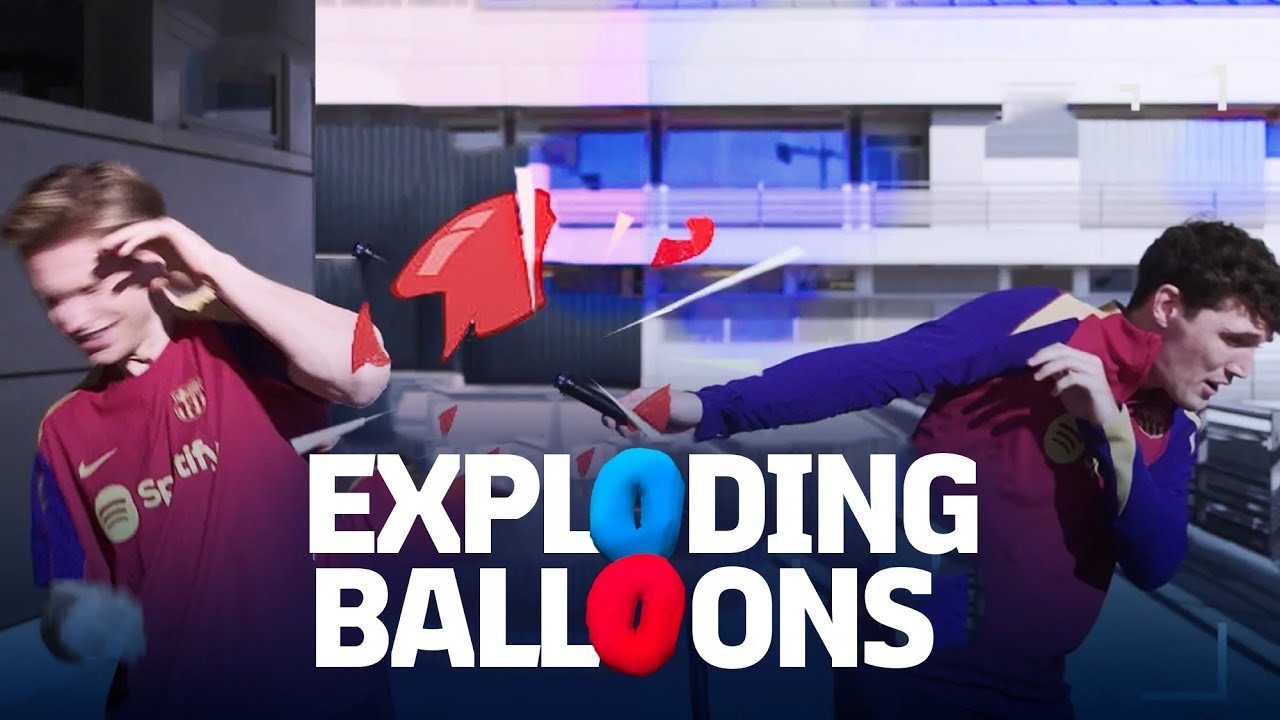 🎈💥💥🎈 BOOM! EXPLODING BALLOONS CHALLENGE WITH DE JONG & CHRISTENSEN | FC Barcelona 🔵🔴