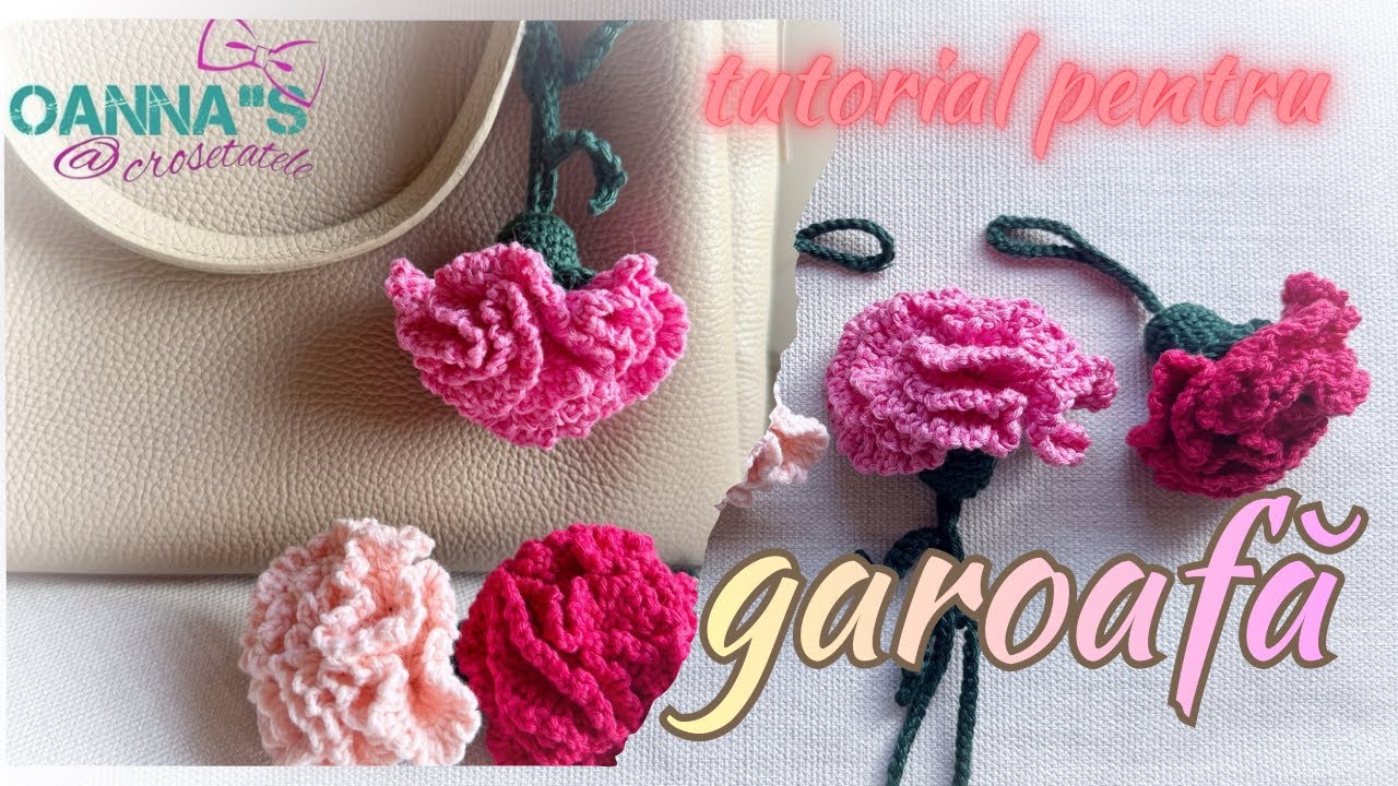 Garoafa croșetată pas cu pas. Explicații pentru breloc, accesoriu geantă sau floare de buchet. 