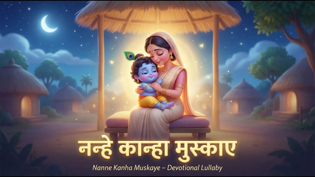 Nanne Kanha Muskaye 🦚 | Bal Krishna Lullaby Bhajan | Krishna Song for Kids | Soothing Sleep Music 🎶