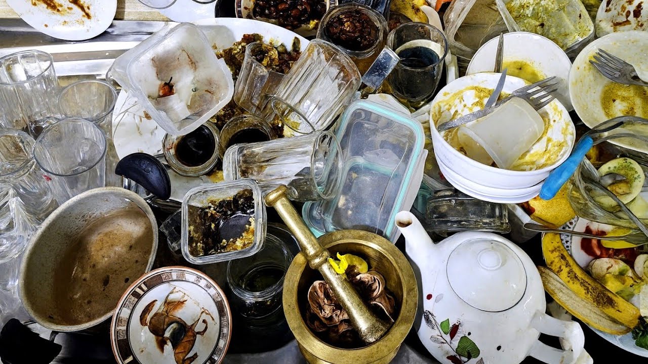 💦Washing a Pile of Dirty Dishes 🍽| From Chaos to Stunning Cleanliness✨️