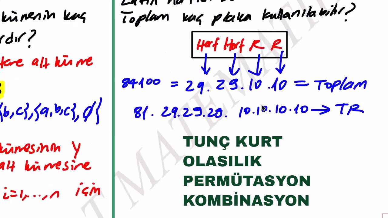 Çok Önemli Üst Seviye Sorular-3 Olasılık-Permütasyon-Kombinasyon