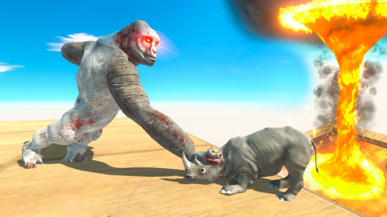 Old Goro Pushes Units into the Tornado or the Pool Trap - Animal Revolt Battle Simulator