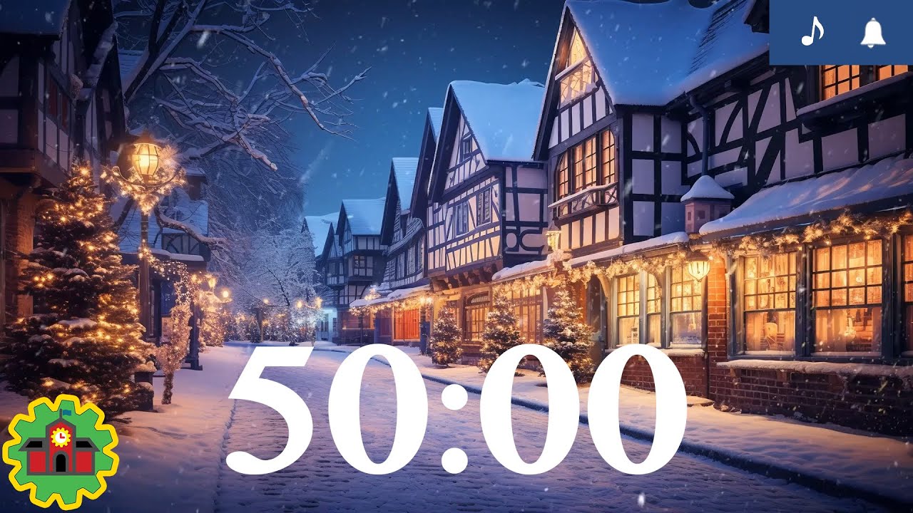 50 Minute Classroom Timer Cozy Christmas Village with Music and Alarm