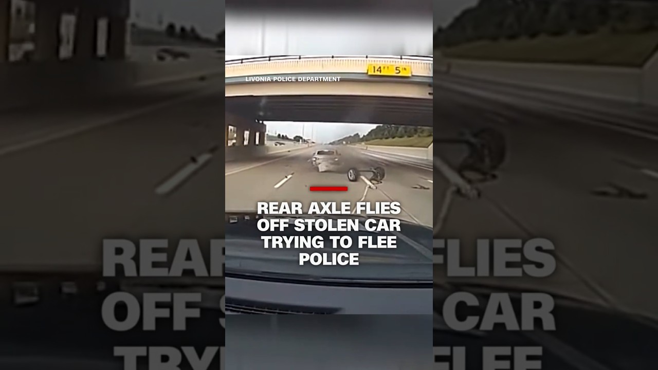 Rear axle flies off stolen car trying to flee Michigan police