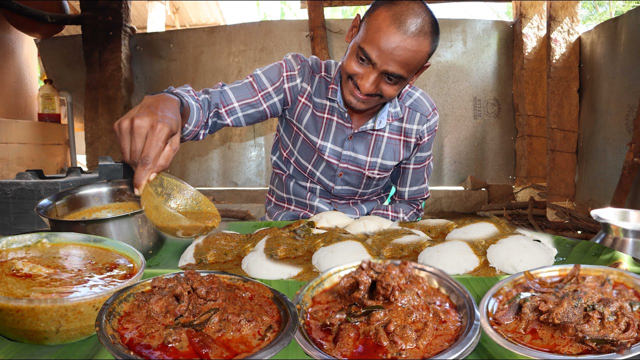 MUKBANG- வாழை இலையில் ஆட்டு குடல் , இட்லி - MUTTON BOTI, MUTTON CURRY, IDLY eating challenge