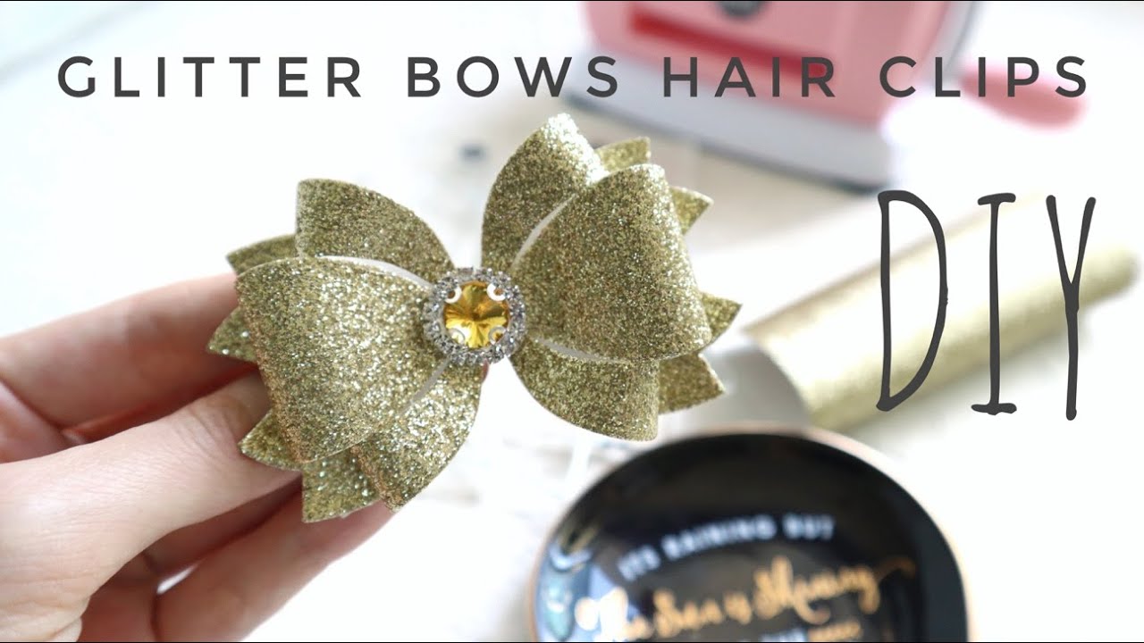 DIY Glitter fabric bow hair clip whis cutting machine and dies