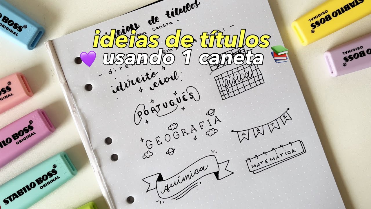 IDEIAS DE TÍTULOS USANDO APENAS 1 CANETA PRETA | fácil e rápido 📚