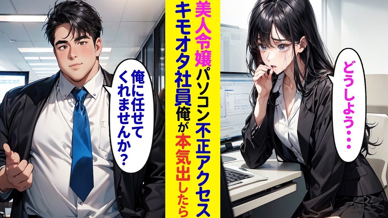 【漫画】美人社長令嬢のパソコンが不正アクセスされ大ピンチに。天才プログラマーであることを隠して働いているキモオタ社員の俺が、本気を出し助けた結果【ラブコメ】