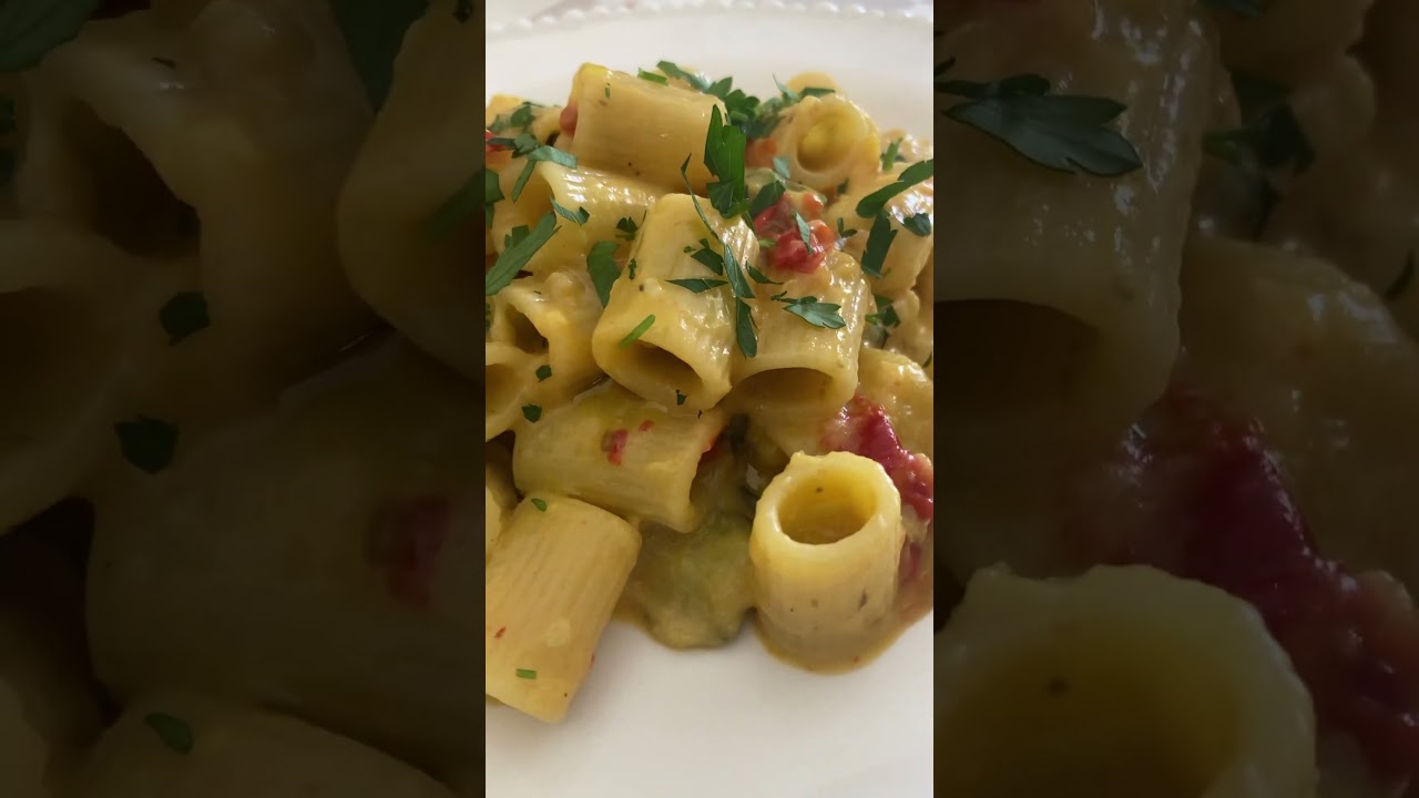 Mezzi Rigatoni pasta with zucchini&eggplant #food #vegetarianrecipies #foodblogger #italianfood