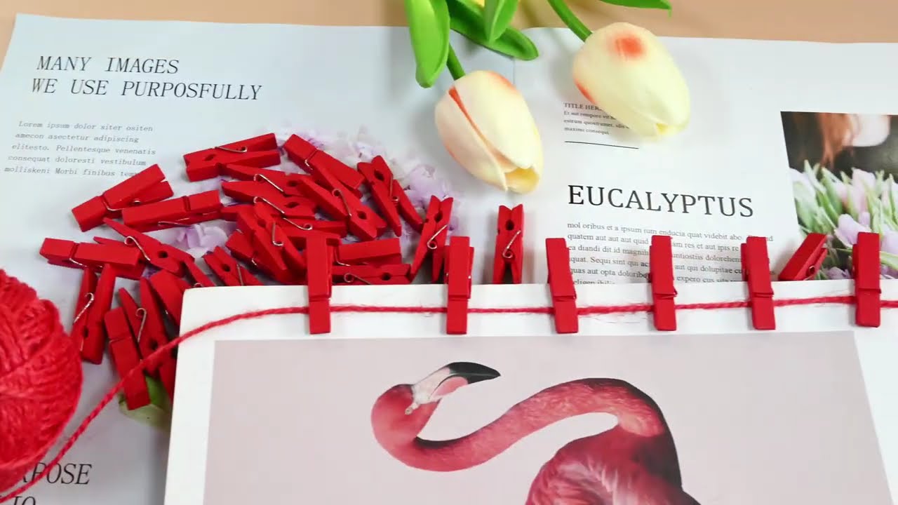 Red Wooden Photo Paper Clips Mini Laundry Peg Pins for DIY Crafts Christmas Wedding Party Decoration