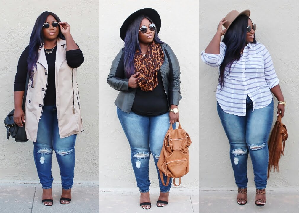 PLUS SIZE FALL LOOKBOOK 2015 | 1 PAIR OF JEANS 3 WAYS