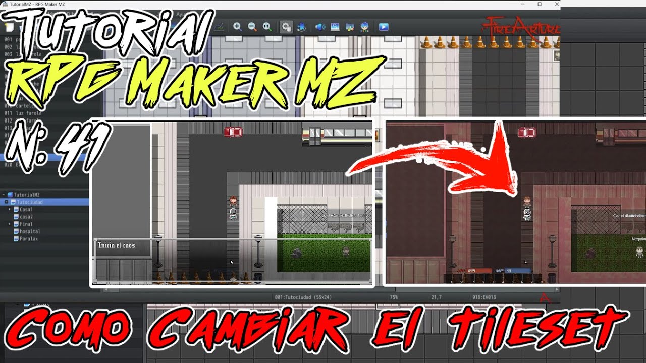 41-Tutorial RPG Maker MZ: Como cambiar el Tileset en medio del juego | #FireArturo