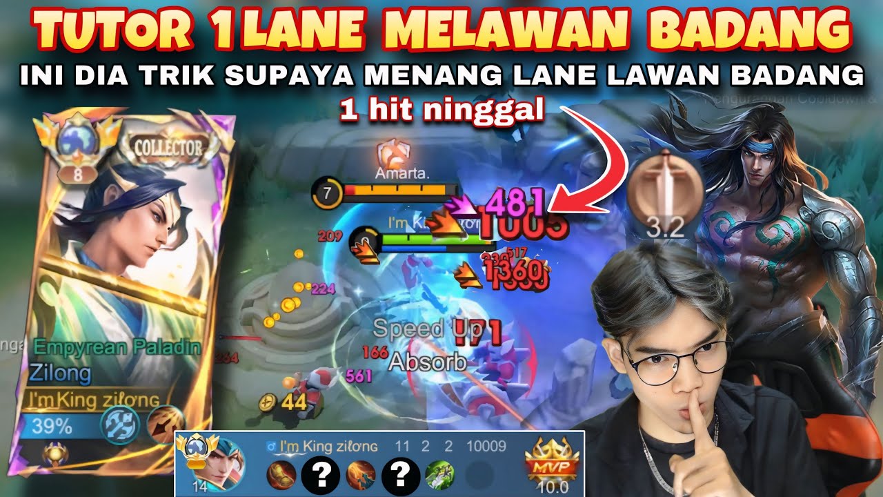 ILMU MAHAL TUTORIAL CARA 1 LANE MELAWAN BADANG, Cuma di sini BADANG jadi ayam | MLBB