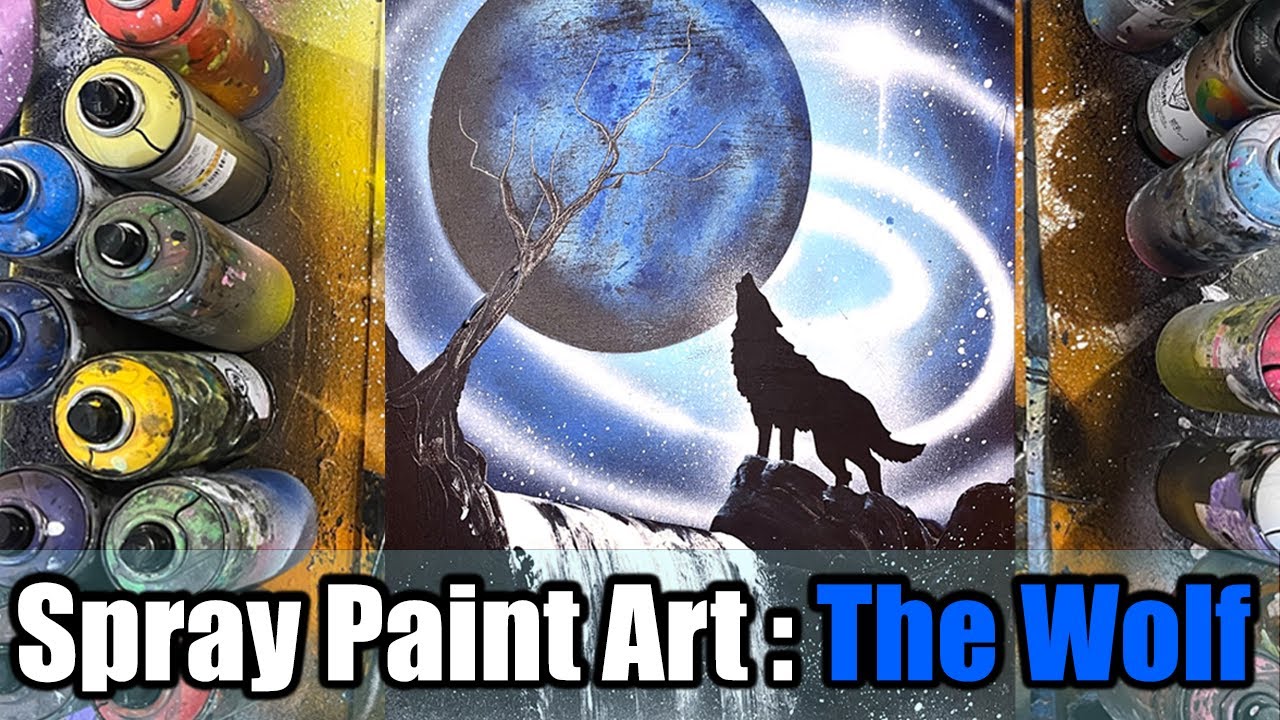 3 Minute Wolf Howling at the Moon - SPRAY PAINT ART -  by Nathan Salmon