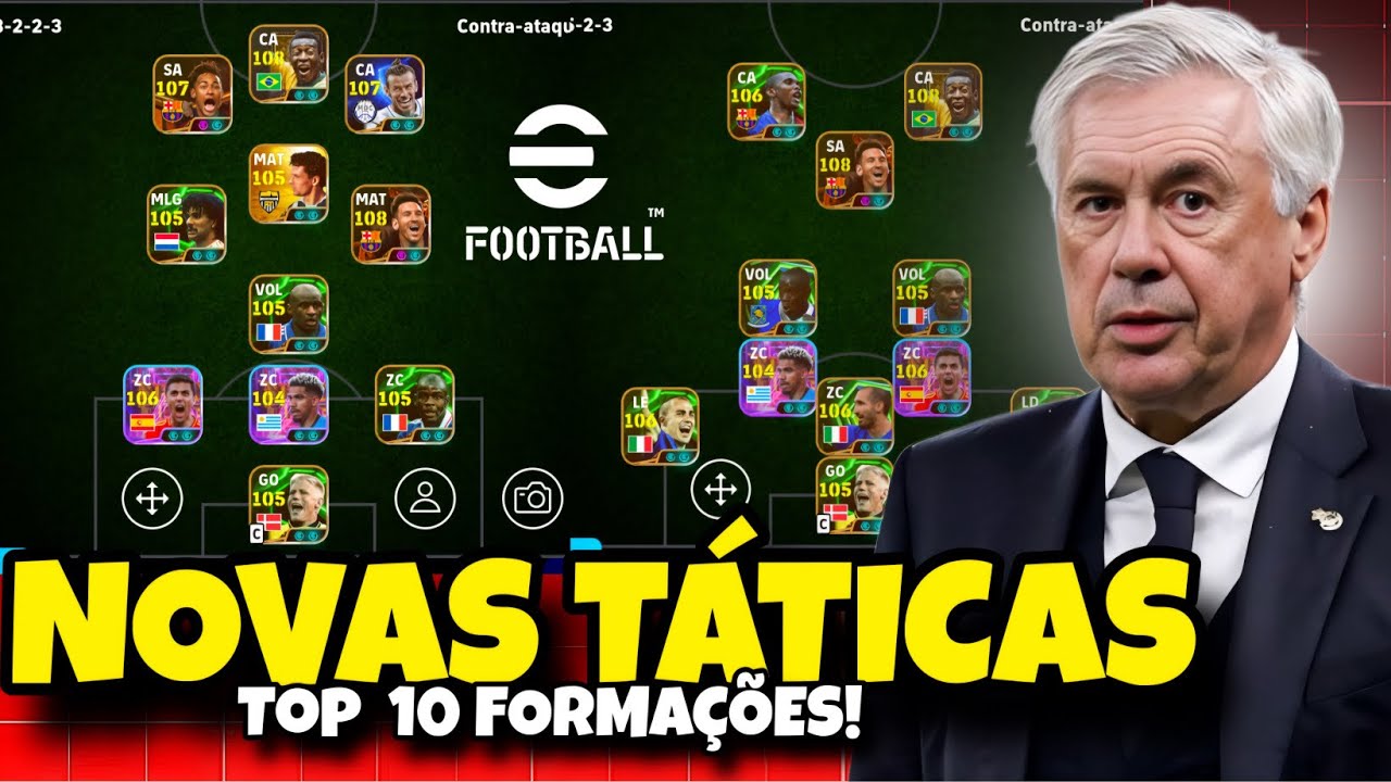 META ATUALIZADO!!! TOP 10 FORMAÇÕES PERSONALIZADAS DO EFOOTBALL MOBILE