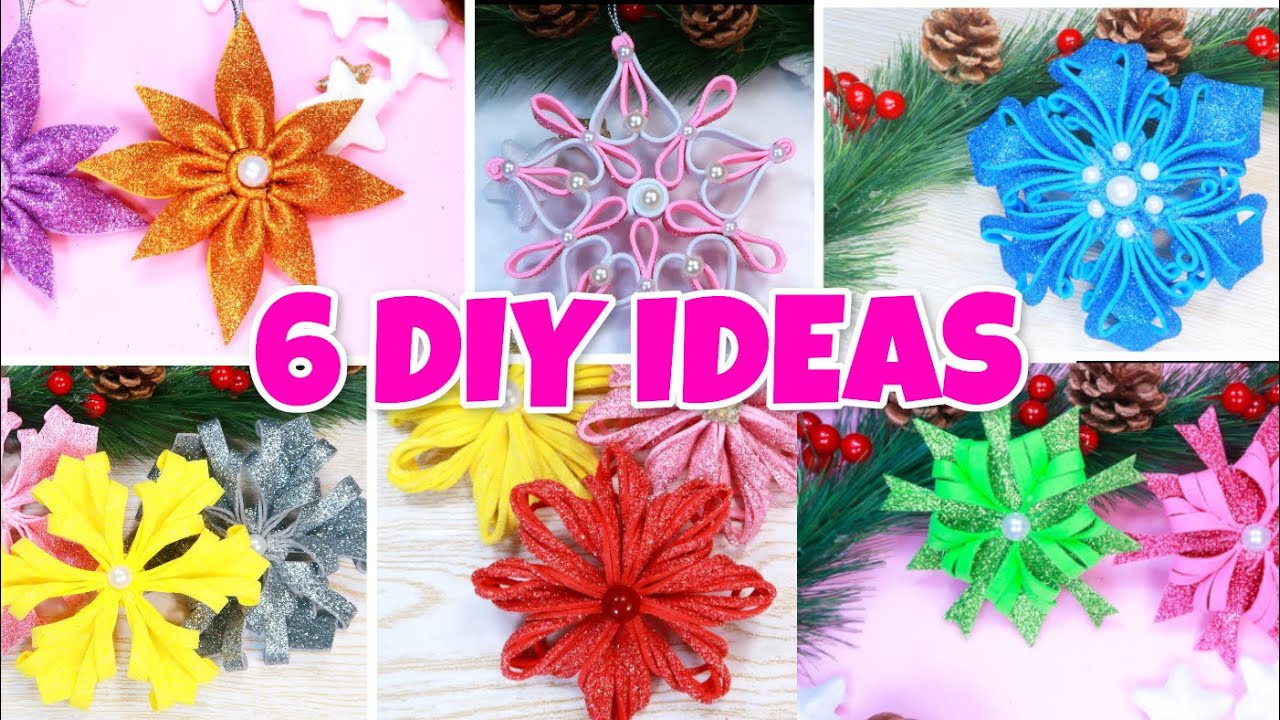 ❄6 DIY ideas fáciles en un solo video de estrellas de Navidad y copos de nieve  en foami o goma eva🎄