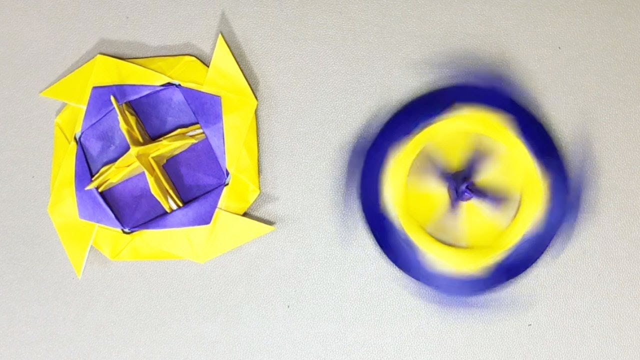 【遊べるおりがみ】折り紙3枚のコマ(Level⭐⭐)