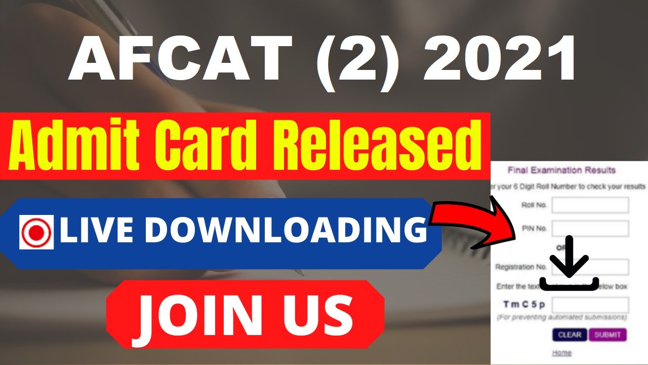 AFCAT 2 2021 Admit Card (Released) - Download Your AFCAT 2021 Admit Card Here