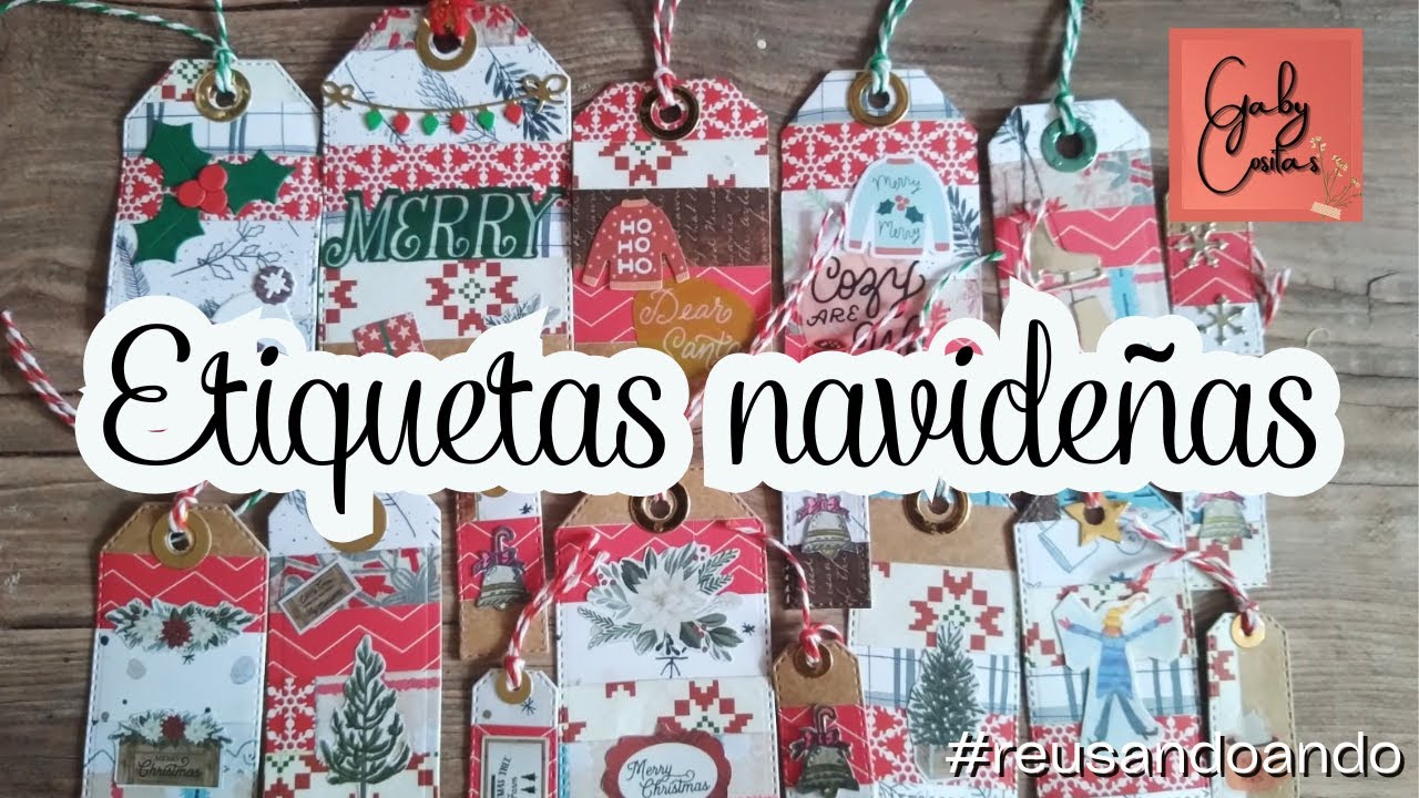Como hacer etiquetas navideñas con restos de papel  ***Gaby Cositas***