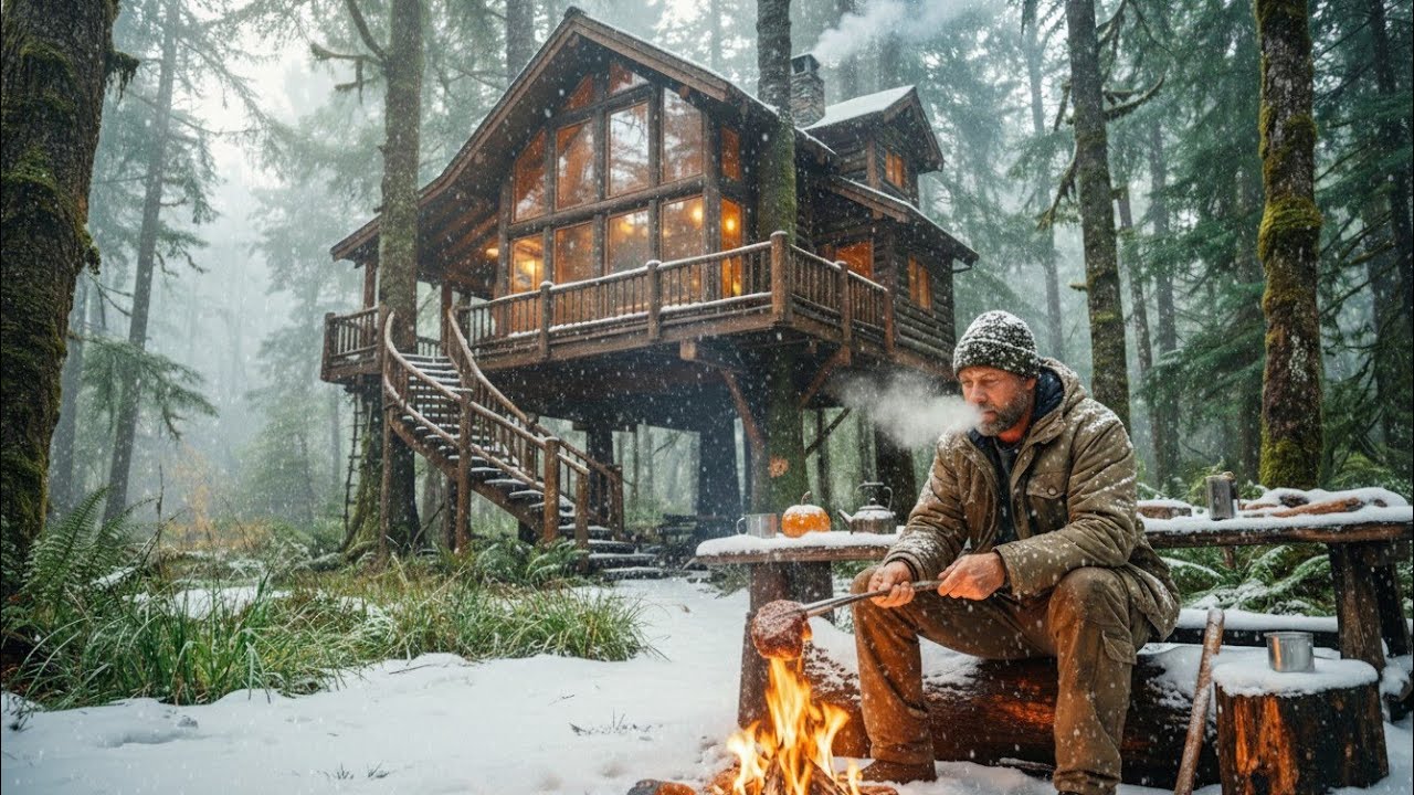 I Built a Hidden Underground Survival Shelter in a Freezing Winter Blizzard