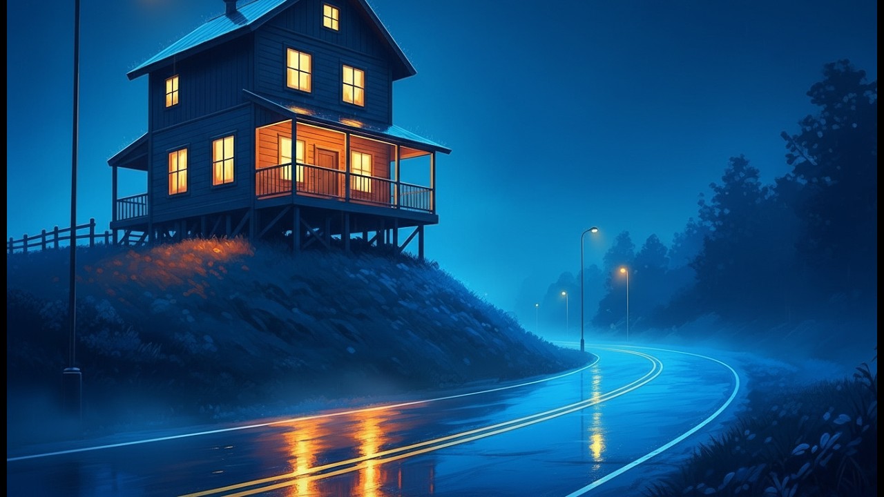 24/7 Blue Night Rain Sleep Stream 🌧️ Heavy Rain Sounds & Soft Thunder