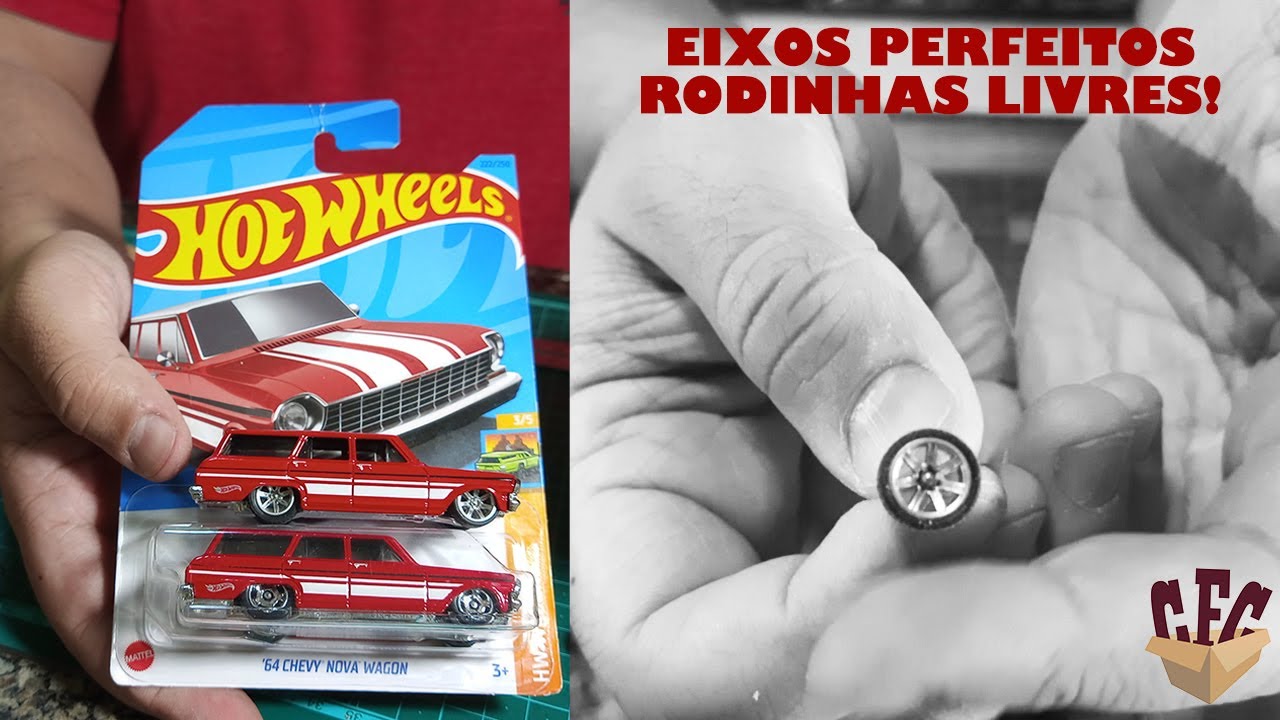 TUTORIAL: Eixos perfeitos para Hot Wheels. Batentes com cabeça de alfinete e rodinhas livres!