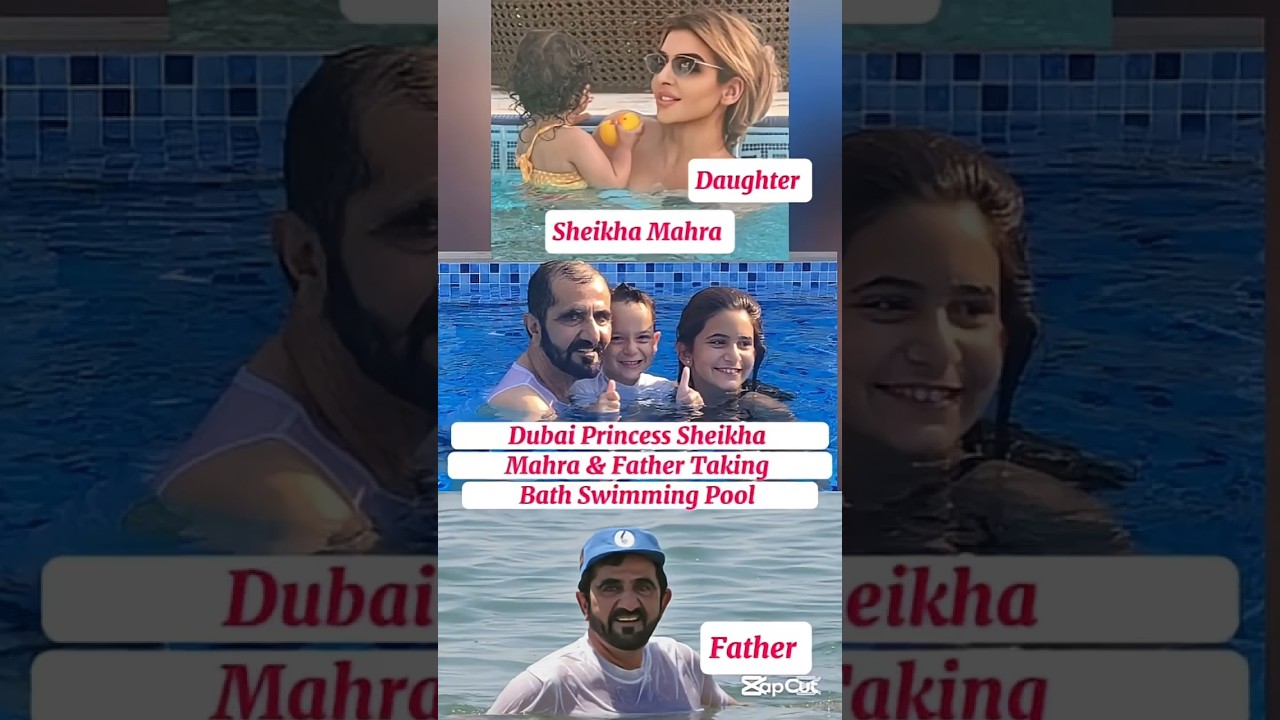 Dubai Princess Sheikha Mahra and Daughter Mahra Swimming in the Pool with Father Sheikh Rashid#sh...
