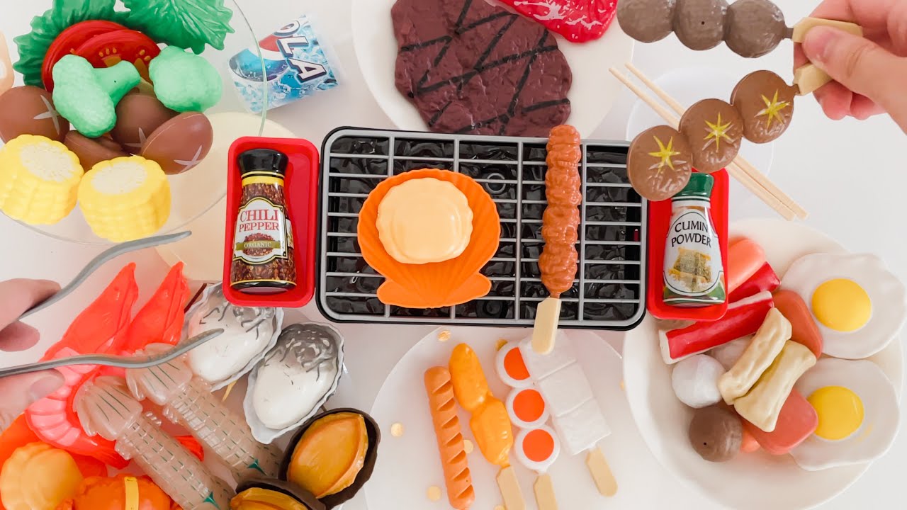 [🧸Toy ASMR🧸]Tiny BBQ Party! Tiny Grill & Meat Cooking Toy - No Talking ASMR Unboxing