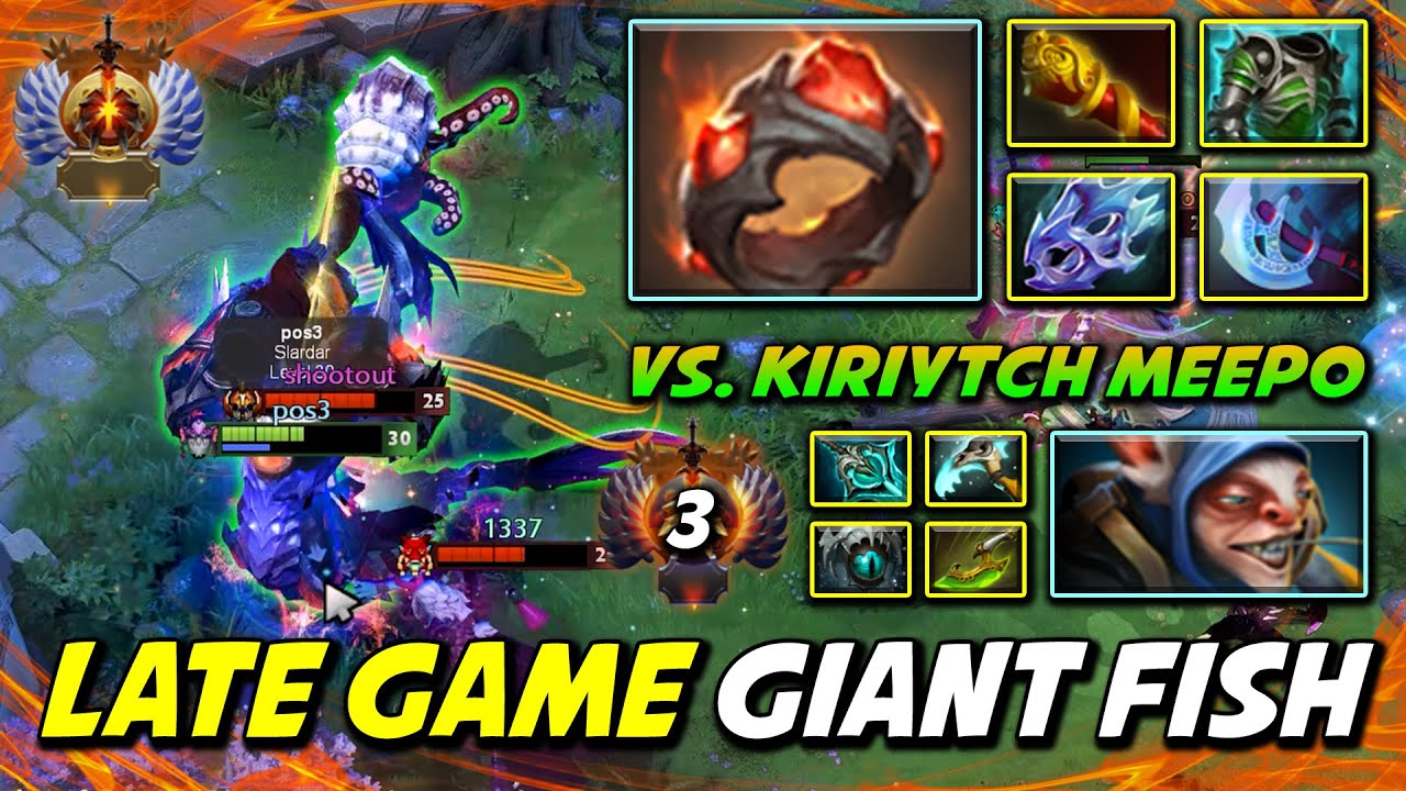 LATE GAME GIANT BOSS Slardar With Crazy Fast 4Hits Bash Facing Against Kiriytch Micro GOD Meepo DotA