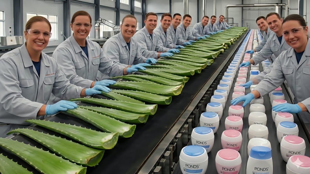 Inside a Alo Vera Processing Plant – The Process of Turning Alo Vera into Ponds Cream 