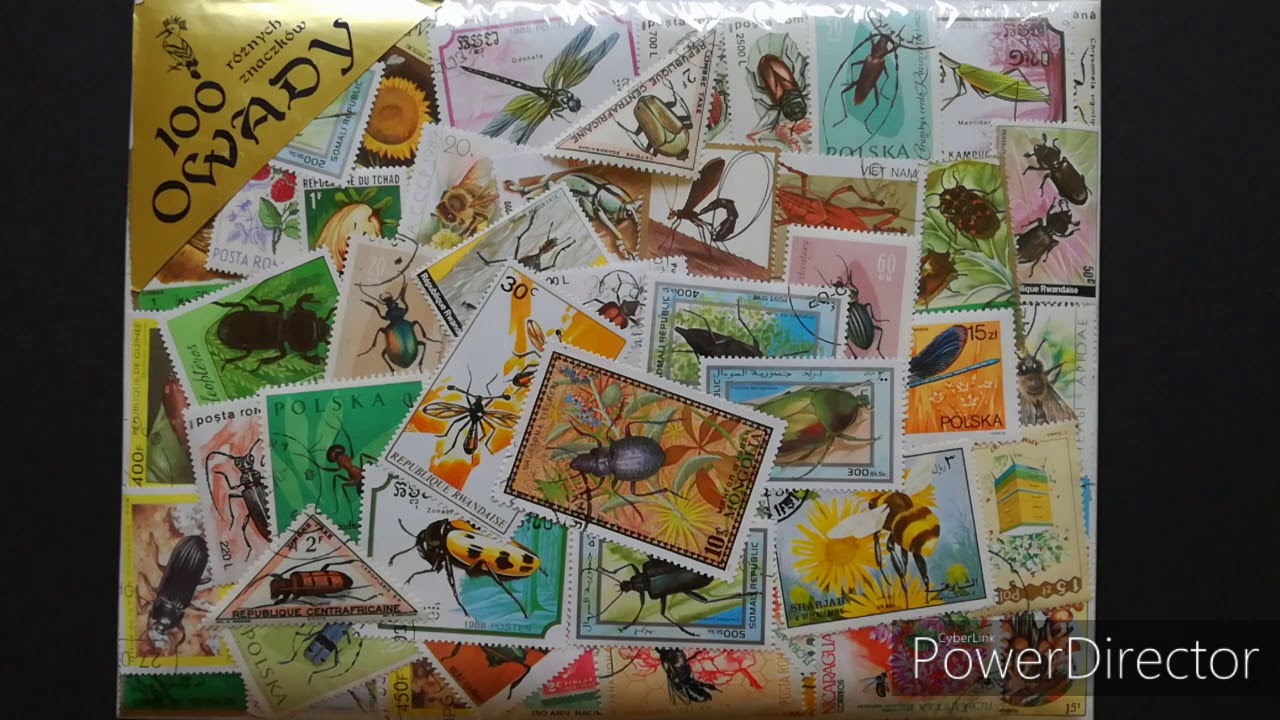 Znaczki pocztowe zestaw 100 owady