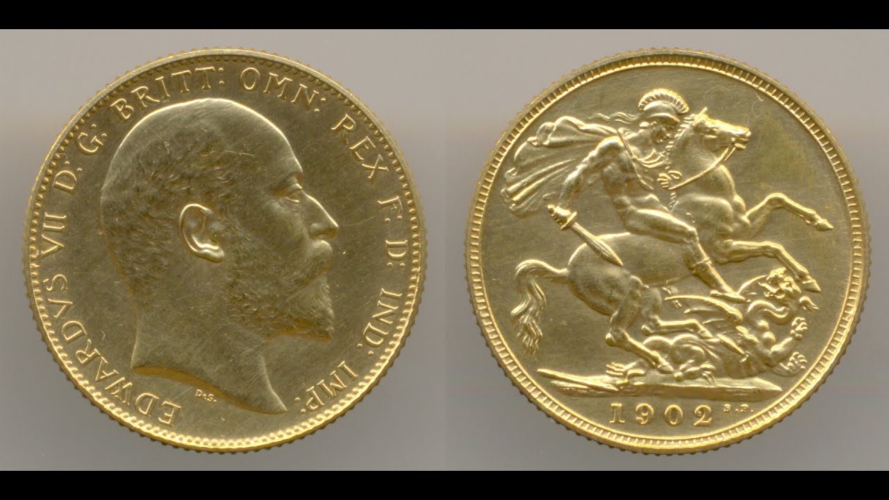 Нумизматика. Золотая монета. Англия, соверен 1902 года.  Matte Proof.