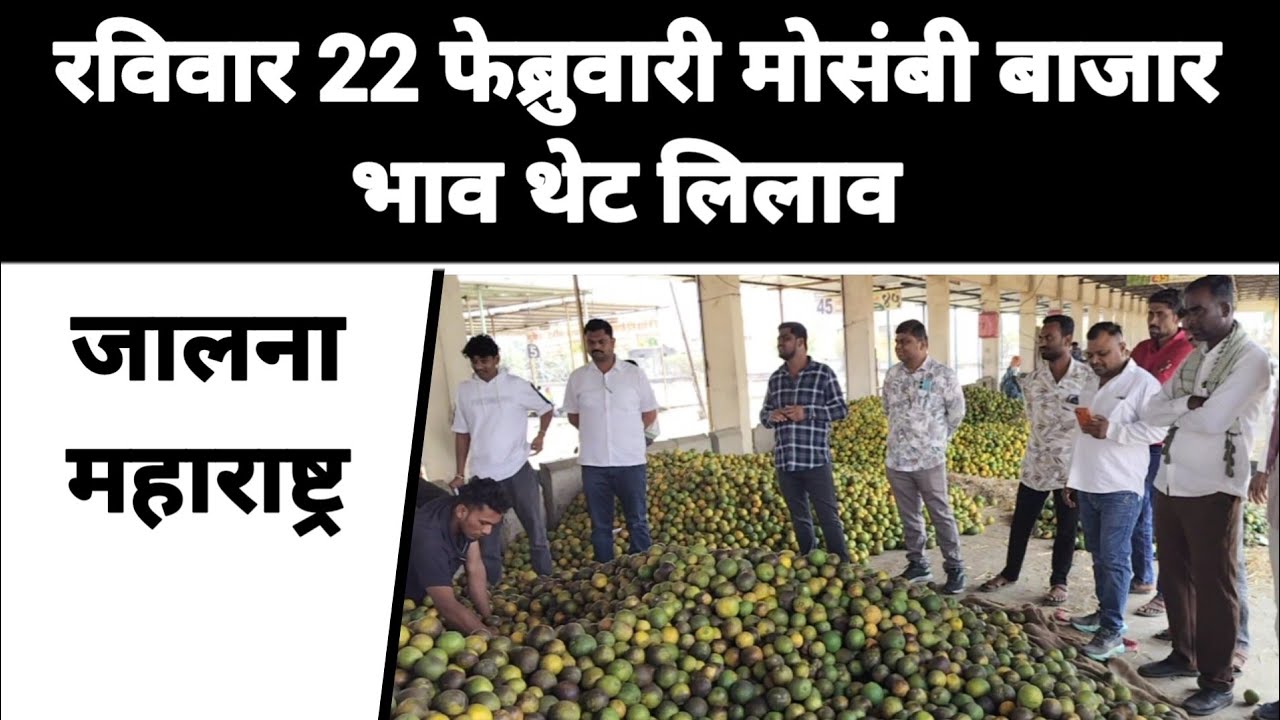 रविवार  22  फेब्रुवारी मोसंबी बाजार भाव थेट लिलाव  जालना महाराष्ट्र || पीक पाणी