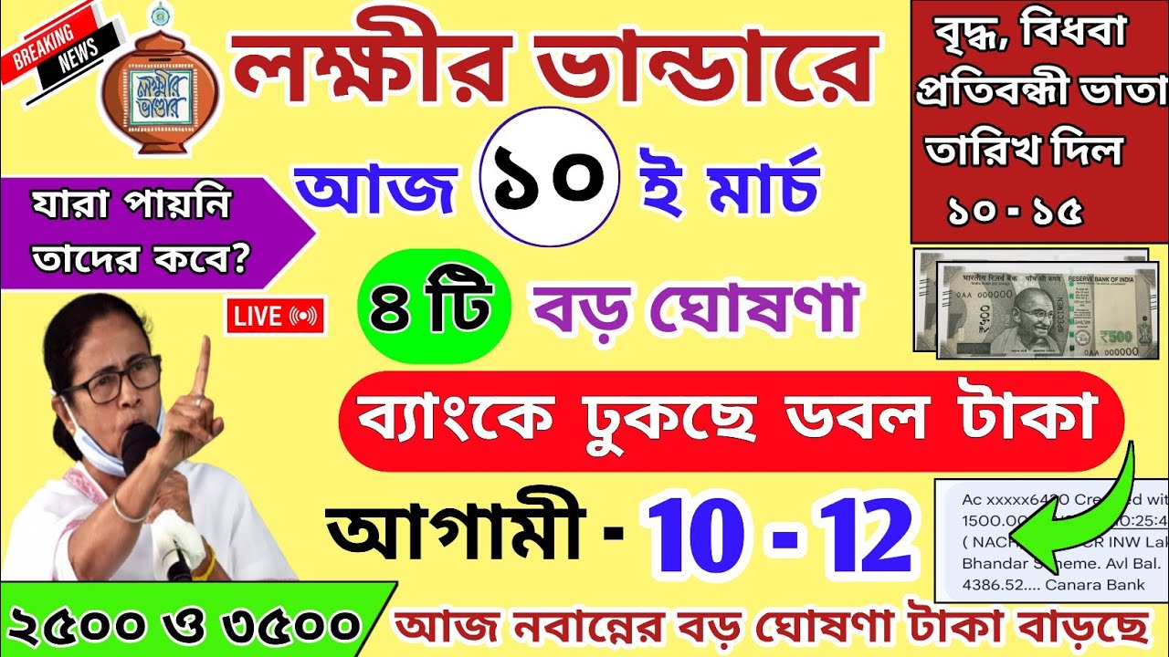 Lokkhi Bhandar 2 Big News Mamata Banerjee।লক্ষীর ভান্ডার মার্চের টাকা আসতে দেরি কেন?৩৫০০ ও ৪০০০ টাকা