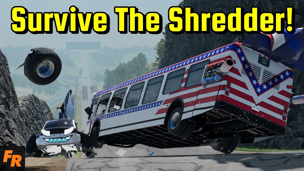 Survive The Shredder But With Our Wacky Automation Cars! - BeamNG Drive