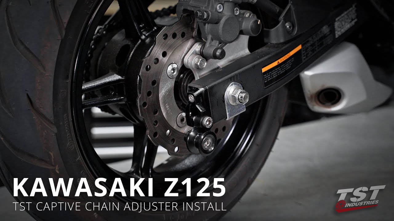 How to install TST Spooled Captive Chain Adjusters on a 2017+ Kawasaki Z125 by TST Industries
