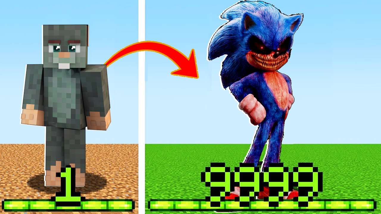 ماين كرافت ولكن الأكس بي يحدد شخصيتي !😱( تحولت الي سونيك الشرير)💪🔥 - EXP = Your Character